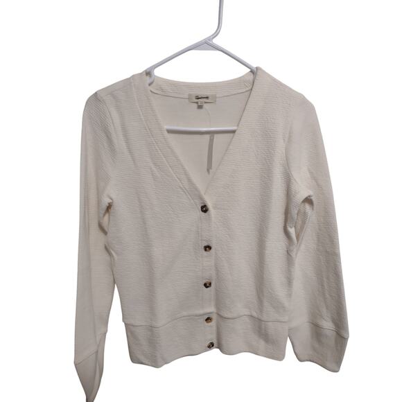 Madewell Pieced-Sleeve Cardigan Flower buttons XXS Preppy Academia Oversized - Picture 2 of 9